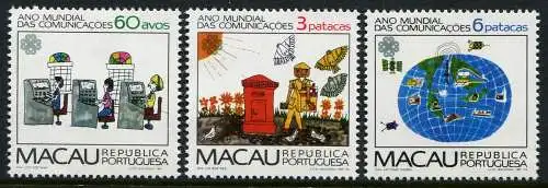Macau Macao 1983 Weltkommunikationsjahr World Communication Year 497-99 MNH