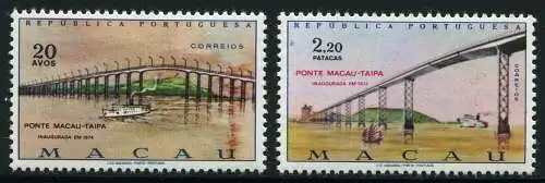 Macau Macao 1974 Taipa Brücke Dampfschiff Dschunke Bridge Schiffe 461-462 MNH