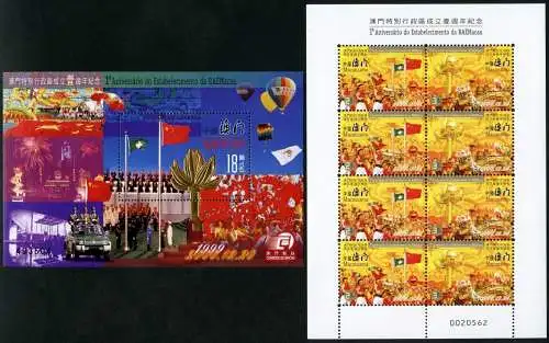 Macau Macao 2000 Sonderverwaltungszone Flaggen Map 1123-1124 KLB Block 55 MNH