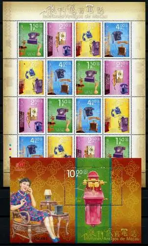 Macau Macao 2010 Historische Telephonapparate 1706-1709 KLB Block 189 MNH