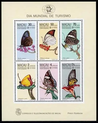 Macau Macao 1985 Block 3 Schmetterlinge Butterflies Papillon Postfrisch MNH