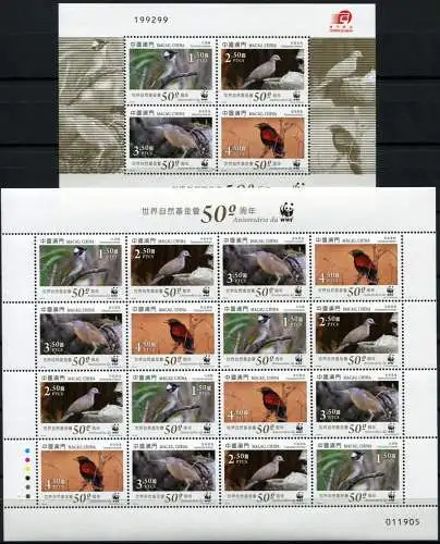Macau Macao 2011 WWF Vögel Perlhalstaube Dommel 1747-1750 KLB Block 197 MNH