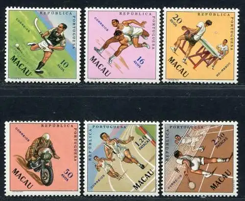 Macau Macao 1962 Sport Sports Tischtennis Motorrad Hockey Badminton 422-427 MNH