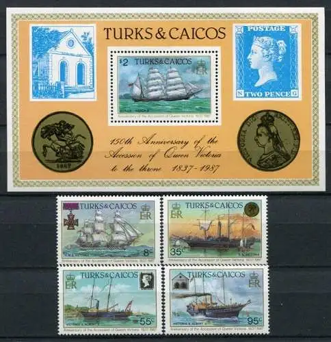Turks & Caicos 1987 Schiffe Ships Bateaux Navi 791-794 Block 68 Postfrisch MNH