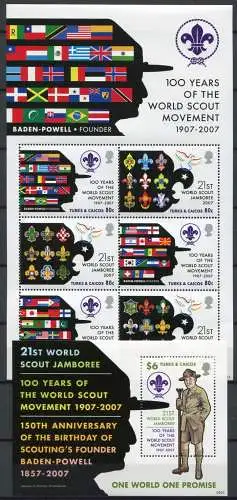 Turks & Caicos 2008 Pfadfinder Scouts Flaggen Flags 1870-1875 Block 236 MNH