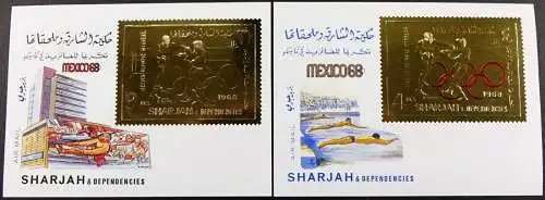 Sharjah 1968 Olympiade Mexico Sieger Boxen Boxing Block 45-46 A Gezähnt MNH