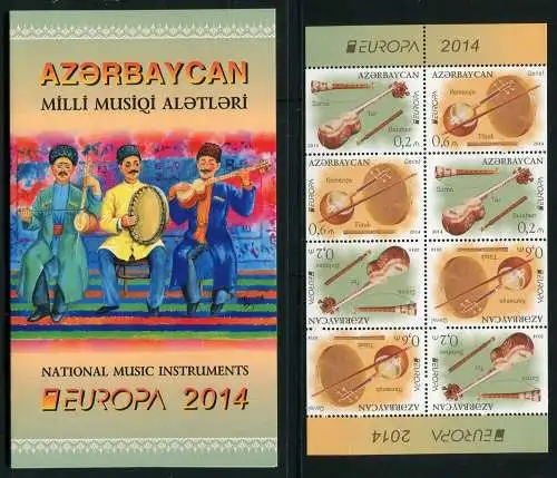 Aserbaidschan Azerbaijan 2014 CEPT Musik Musikinstrumente 1039-39 Markenheft MNH
