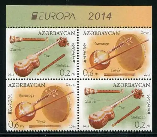 Aserbaidschan Azerbaijan 2014 CEPT Musik Musikinstrumente 1038-39 D aus MH