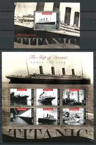 Uganda 2012 Titanic Schiffe Ships Navi Bateaux Satz und Block MNH