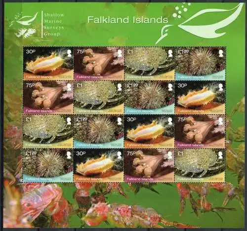 Falkland 2013 Meerestiere Seestern Shallow Marine Surveys ZD-Kleinbogen MNH
