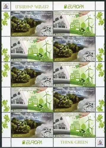 Berg-Karabach Nagorno Karabakh 2016 Europa CEPT Think Green ZD-Kleinbogen MNH