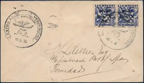 Surinam 1931 DO-X Brief nach Port of Spain Trinidad Harms 50 b DOX / 990