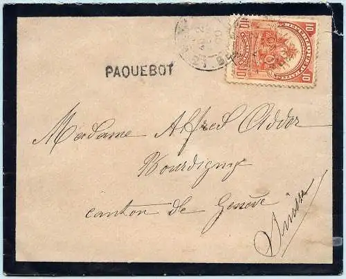 Haiti 1900 Trauerbrief EF 10c via Paquebot Schiffspost nach Satigny Schweiz / 48