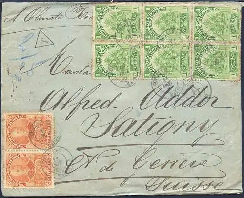 Haiti 1901 Brief Gonaives MiF 10c nach Satigny Schweiz Nachporto Tax / 49