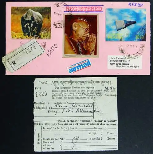 Bhutan 1978 R-Brief Raumfahrt Space Gandhi Stahl 3 D Lenticular Deutschland / 19