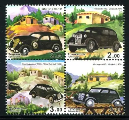 Tadschikistan Tajikistan 2015 Autos Oldtimer Cars Opel Admiral Moskvich ZIS MNH