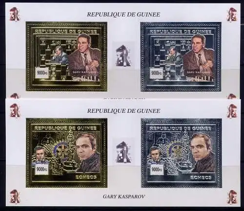 Guinea 2002 Schach Chess Echecs Scacchi Kasparov Silber Gold Block 745-746 MNH