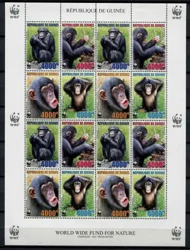 Guinea 2006 WWF Affen Schimpansen Monkey 4222-4225 Kleinbogen MNH