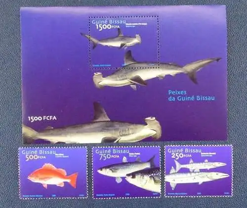 Guinea Bissau 2002 Fische Fishes Poissons Pesci Hammerhai 2025-27 Block 380 MNH
