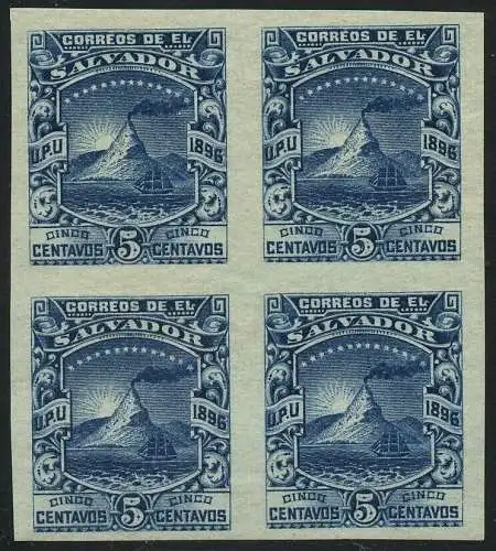 El Salvador 1896 Vulkan San Miguel Volcano Berg 144 U Ungezähnt Viererblock MNH