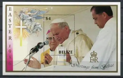 Belize 1986 Papst Johannes Paul II. Pope John Paul Block 77 MNH