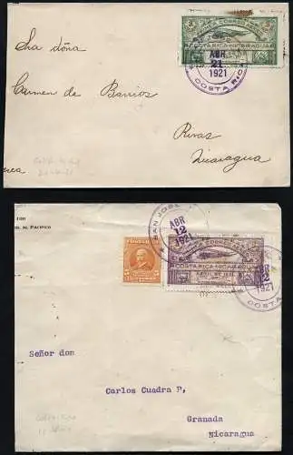 Costa Rica 1921 Probeflug San Jose - Nicaragua Private Flugpostmarken Briefe/ 91