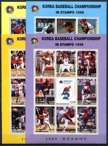 Nicaragua 1995 Korea Baseball Championship Sport Sportler 3491-3562 MNH