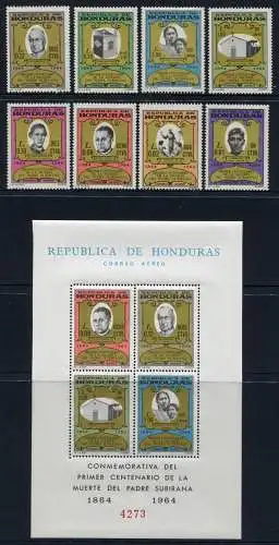 Honduras 1965 Religion Priester Gedenktag Pater Subirana 633-640 + Block 7 MNH