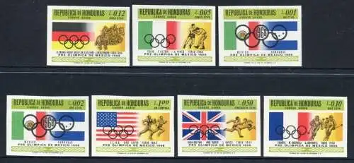 Honduras 1968 Olympiade Olympics Mexico Flaggen Flags 702-708 MNH