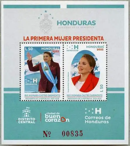 Honduras 2022 Xiomara Castro Präsidentin Politik Politikerin Block MNH