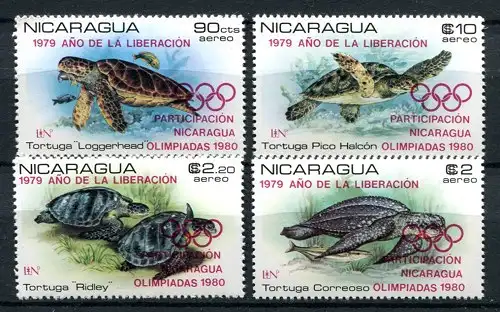 Nicaragua 1980 Olympiade Olympics Schildkröten Turtles 2099-2102 MNH
