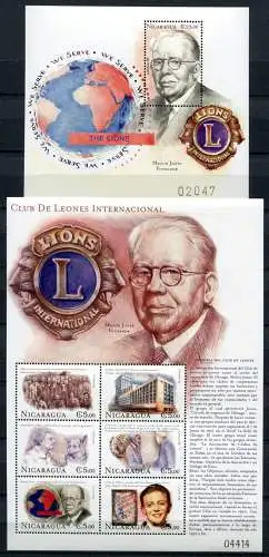 Nicaragua 2000 Lions Karitative Organisationen 4262-4267 + Block 317 MNH