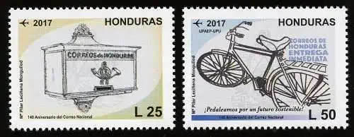 Honduras 2018 Postwesen Briefkasten Fahrrad 140 Jahre Post Postfrisch MNH