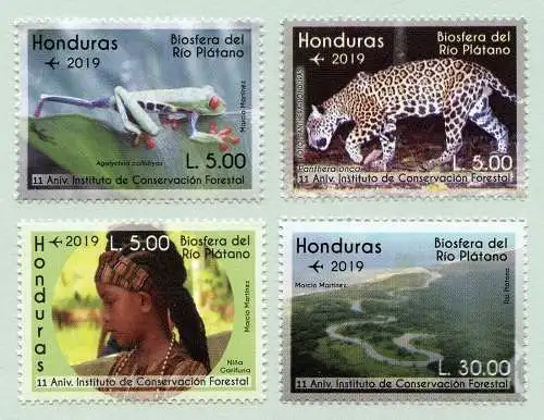 Honduras 2019 Biosphäre Rio Platano Panther Frosch Fluss Naturschutz MNH