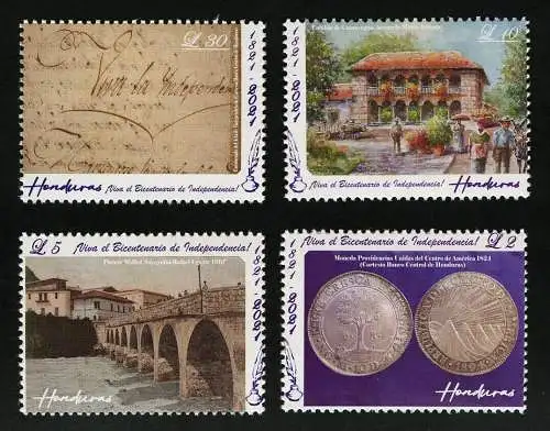 Honduras 2021 Unabhängigkeit Münzen Brücke Gemälde Unabhängigkeitserklärung MNH