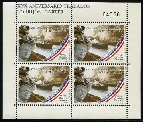 Panama 2010 Vertrag Kanal Schiff Carter Torrijos 1943 Kleinbogen MNH