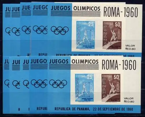 10x Panama 1960 Block 8 Olympiade Rom Olympische Spiele Olympics MNH
