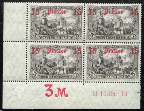 DP Türkei 1913 46b Viererblock HAN **/* Foto-Attest Steuer BPP M€ 1360 / 9