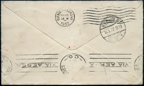 Zeppelin 1932 Großbritannien 1. SAF Brief Knebworth Argentinien Si 138 / 2213