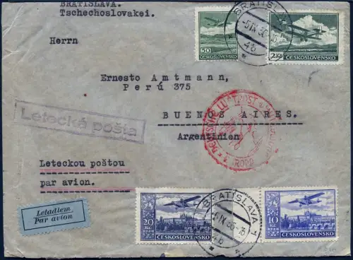 Zeppelin 1936 Tschechoslowakei 13. SAF Bratislava Argentinien Si 367 / 2098