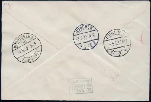 Vatikan 1932 Erstflugbrief First Flight Cover FFC MiF Italien Rom Königsberg/842