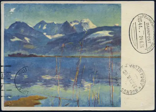 Zeppelin 1936 Schweiz 7. SAF AK Basel Bahnpost FFM Argentinien Si 353 /2094