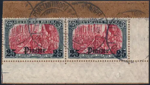 DP Türkei 1905 Michel 47 a Eckrand-Paar Briefstück Einwandfrei Geprüft BPP / 74