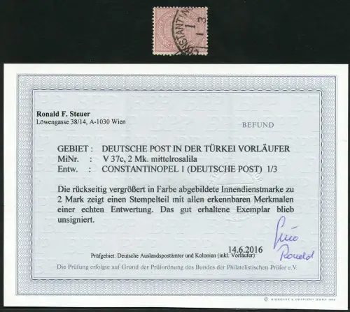 DP Türkei Innendienst V 37c ° Constantinopel Foto-Befund Steuer BPP / 3