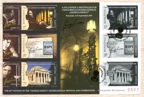 Rumänien Romania 2011 Enescu Musikfestival Musik Block 512 im Folder Auflage 800