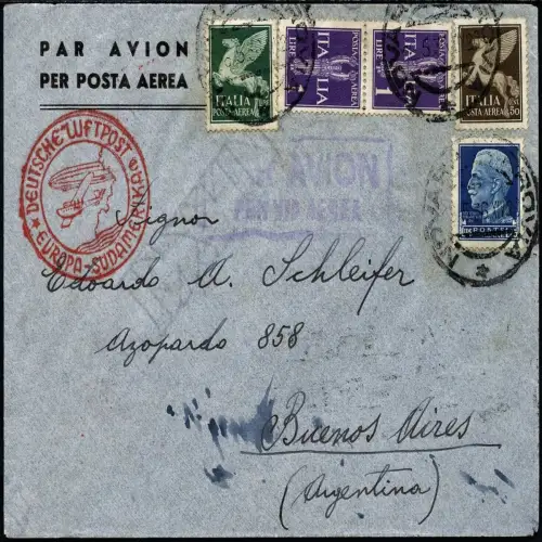 Katapult 1936 Italien Brief Novara Via Stuttgart Argentinien Catapult 467 / 924