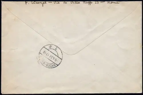 Vatikan 1939 Reko-Brief Christliche Archäologie 67-72 Baden-Baden / 897