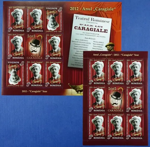 Rumänien Romania 2012 Caragiale Schriftsteller Literatur 6595 Kleinbogen I + II