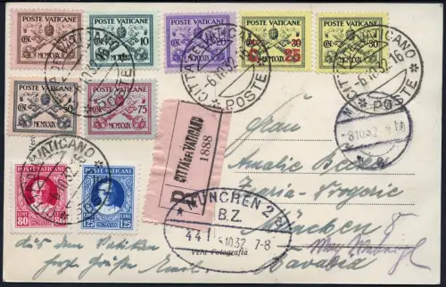 Vatikan 1932 Reko-Ansichtskarte Engelsburg MiF München Bahnpost / 886