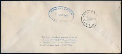 Tonga 1946 Tin Can Mail Blechdosenpost Brief Niuafo`ou Suva Fiji / 1045